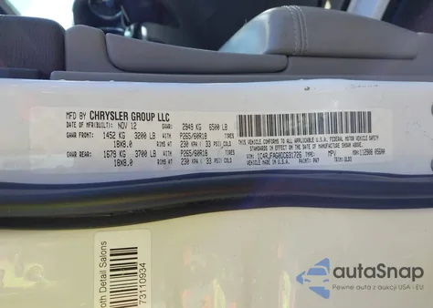 2013 Jeep Grand Cherokee Laredo z USA, uszkodzony, nr VIN 1C4RJFAG0DC631726